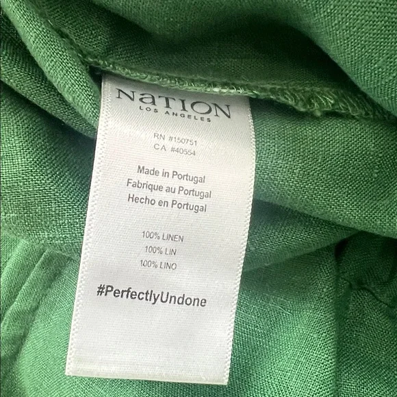 NWT NATION LTD Lucia Tie Waist Pants In Green. Size M - Picture 12 of 13